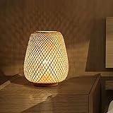 GUANSHAN Bambuswebende Laterne Tischlampe Nachttischlampe Japanischer Stil Einfacher dekorativer Lichttischbeleuchtung Bambuswebender Schreibtischlampenschirm für Schlafzimmer, Wohnzimmer